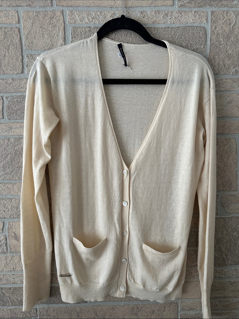 Patrizia Pepe Butter Yellow Women's Cardigan Wool cashmere silk snap buttons